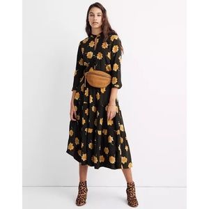 Madewell Green Button Front Tier Floral Dress